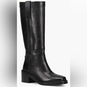 Frye Kate Black Leather Knee-High Block Heel Boots 7.5